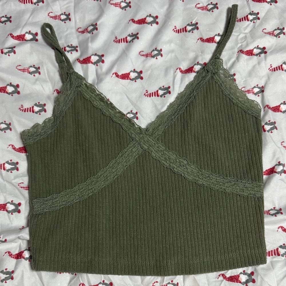 Aeropostale Olive Lace Trim Camisole